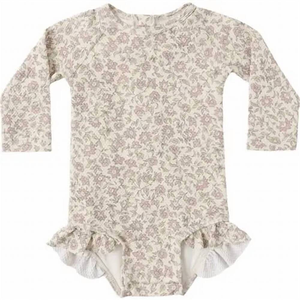 NEW QUINCY MAE girl's olivia rashguard one piece in dahlia